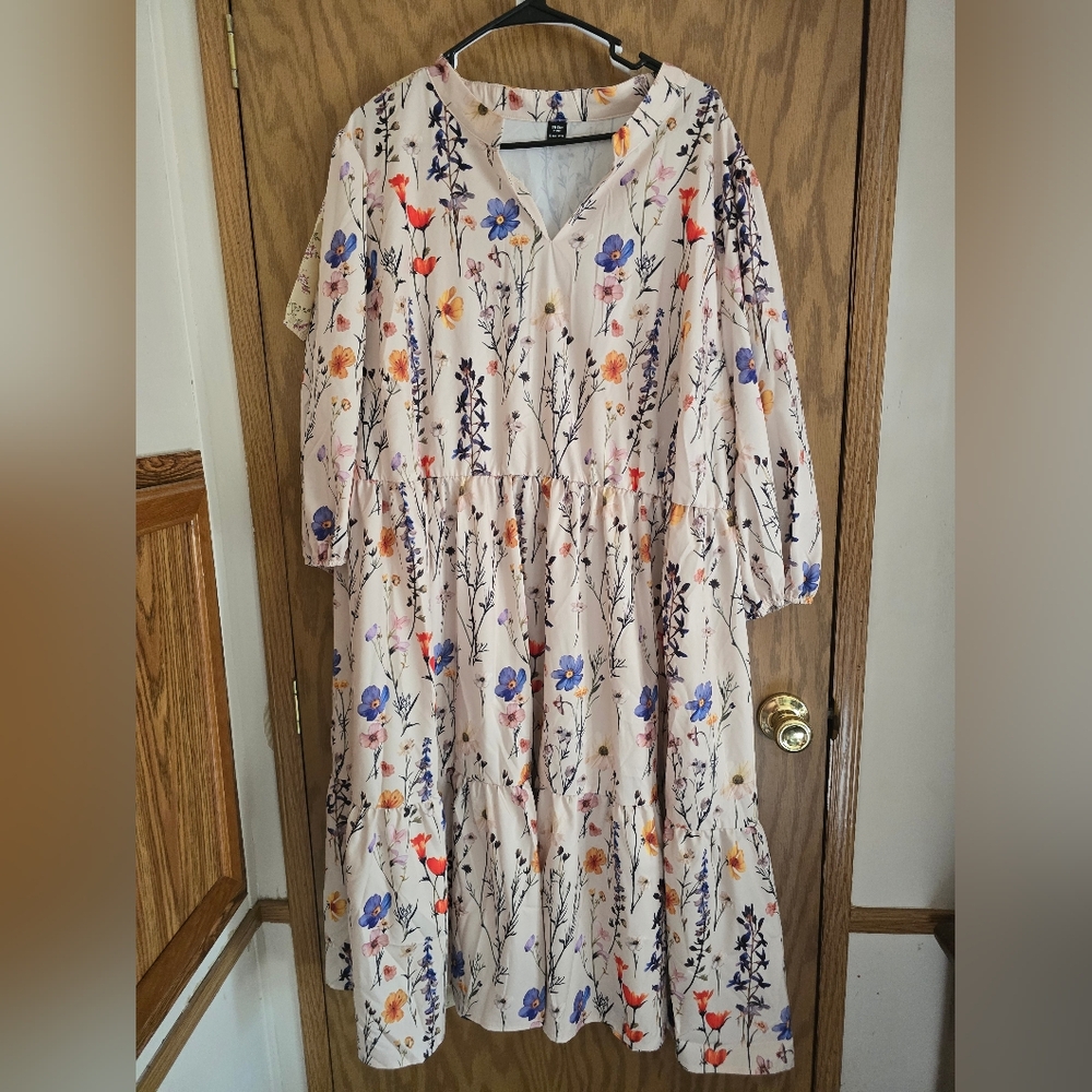 SHEIN Multicolor Floral Long Sleeve Dress